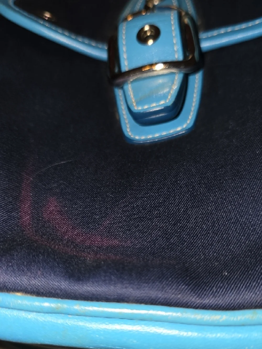 NWT Coach Twill Garden Tote with Light Blue Trim and Cream Handles‎